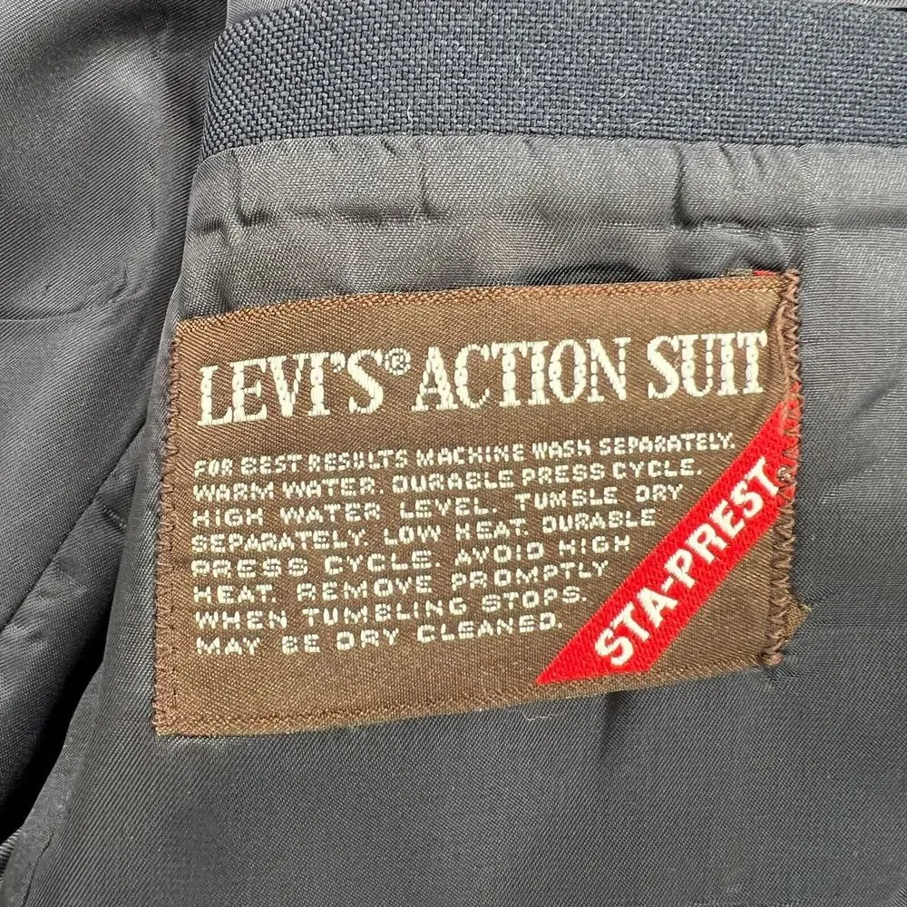 Vtg. Levi's Action Suit STA-PREST‎ Mens 42L Blue Gray Button Sport Coat Jacket